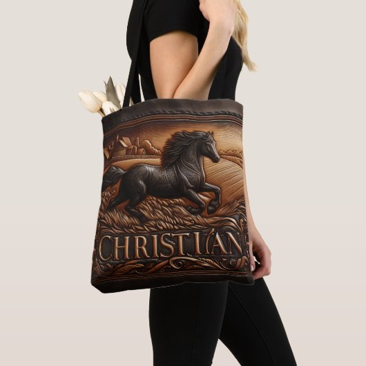 Tote Bag La sculpture en cuir du cheval de course (De près)