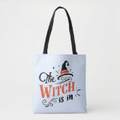 Tote Bag La sorcière est en bleu clair Halloween (Devant)