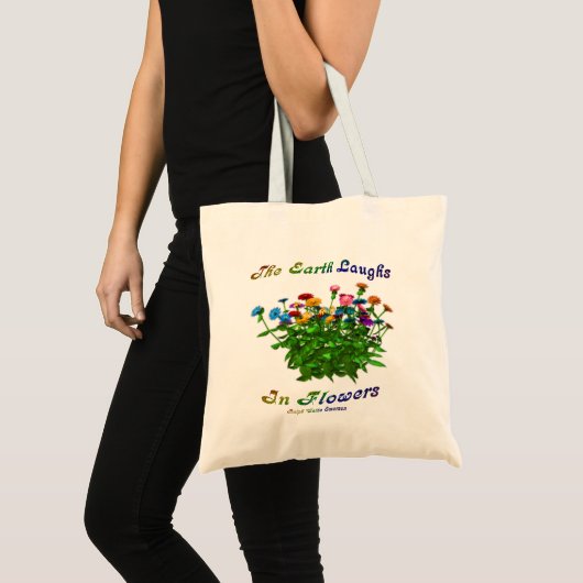 Tote Bag La Terre Rire Dans Les Fleurs Citation Inspiration (Devant (produit))