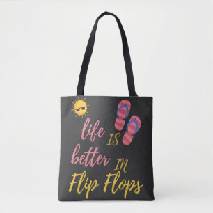 Tote Bag La Vie Drôle Est Mieux À Flip Flops Summer Beach