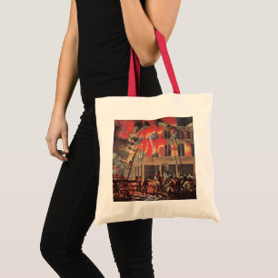 Tote Bag La vie d'un pompier, pompiers vintage luttant cont