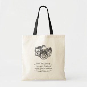 Tote Bag La vie est comme une citation d'appareil-photo,