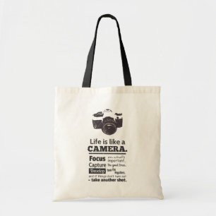 Tote Bag La vie est comme une citation d'appareil-photo,