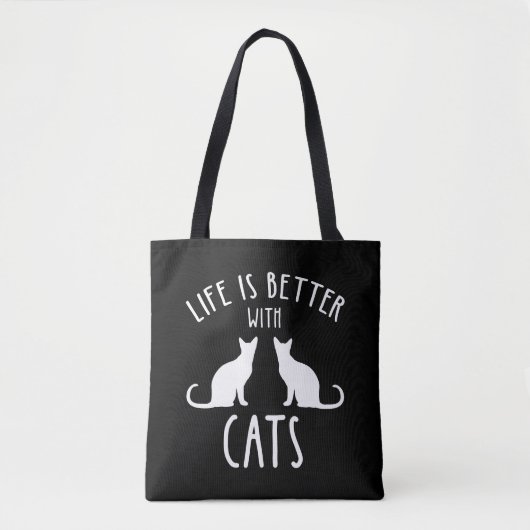 Tote Bag La Vie Est Meilleure Avec Les Chats (Devant)