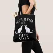 Tote Bag La Vie Est Meilleure Avec Les Chats (De près)