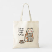 Tote Bag La Vie Est Meilleure Avec Les Chats Doodle (Dos)