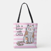 Tote Bag La Vie Est Meilleure Avec Les Chats Doodle (Dos)