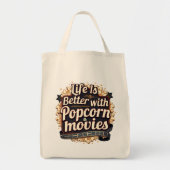 Tote Bag La vie est meilleure avec Popcorn & Films Retro De (Devant)