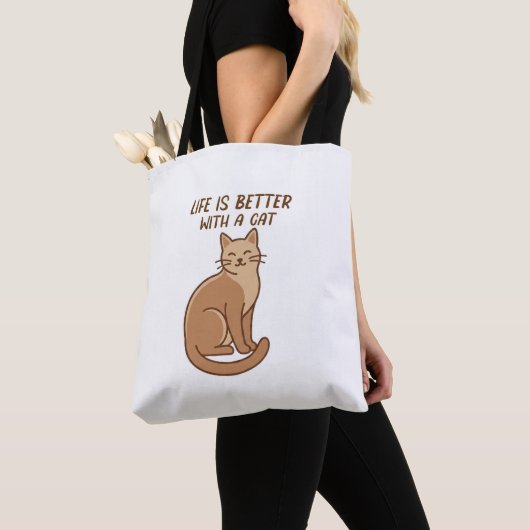 Tote Bag La vie est meilleure avec un chat – Conception ado (De près)