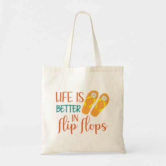 Tote Bag La Vie Est Meilleure En Flip Flops, Citation Été (Devant)