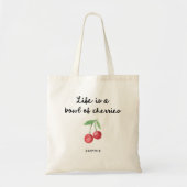 Tote Bag La vie est un bol de cerises | Script rétro mignon (Devant)