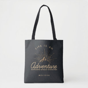 Tote Bag La vie est une montagne d'aventure avec rayons sol
