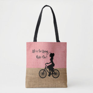 Tote Bag La Vie Vit - Ride Sur Burlap Texture Arrière - pla