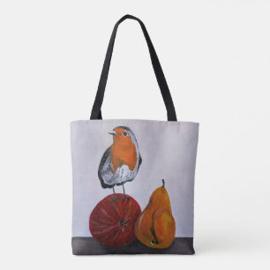 Tote Bag La visite fugace du rouge-gorge Peinture d'Alfred