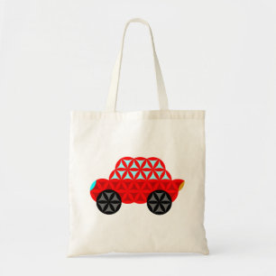 Tote Bag La Voiture De Vie - Formes Sacrées A3, Rouge.
