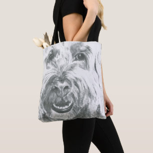 Tote Bag Labradoodle Art Cute noire et blanche