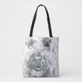 Tote Bag Labradoodle Art Noir et Blanc Cute (Devant)