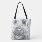 Tote Bag Labradoodle Art Noir et Blanc Cute (Dos)