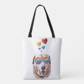 Tote Bag Labrador Chien avec Coeurs Saint-Valentin (Dos)