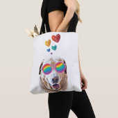 Tote Bag Labrador Chien avec Coeurs Saint-Valentin (De près)