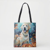 Tote Bag Labrador Halloween avec la peur Citrouille (Devant)