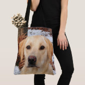 Tote Bag Labrador jaune - Chien à neige - Laboratoire jaune (De près)