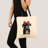Tote Bag Labrador Noir Avec Bois Rouge Sur La Tête (Devant (produit))