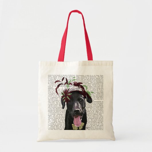 Tote Bag Labrador Noir Avec Fascinateur Vert (Devant)