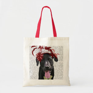Tote Bag Labrador noir avec Fascinator rouge