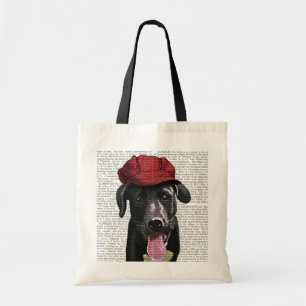 Tote Bag Labrador noir avec le casquette rouge