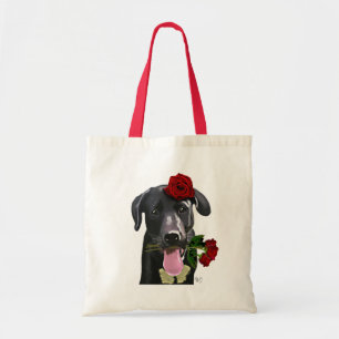 Tote Bag Labrador noir avec les roses 2