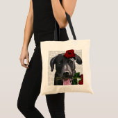 Tote Bag Labrador noir avec Rose (Devant (produit))