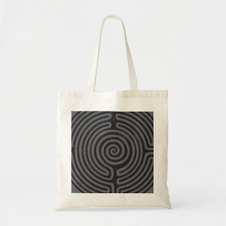 TOTE BAG LABYRINTHE CIRCULAIRE D'ART FINE EN GRIS