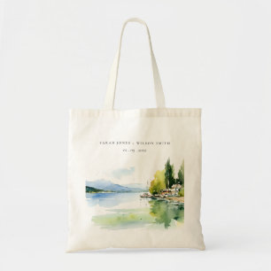 Tote Bag Lac de Genève Suisse paysage aquarelle mariage