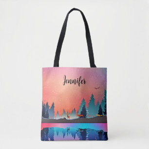 Tote Bag Lac d'hiver pittoresque avec Cerf