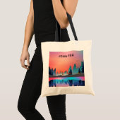 Tote Bag Lac d'hiver pittoresque avec Cerf (Devant (produit))