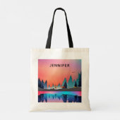 Tote Bag Lac d'hiver pittoresque avec Cerf (Dos)