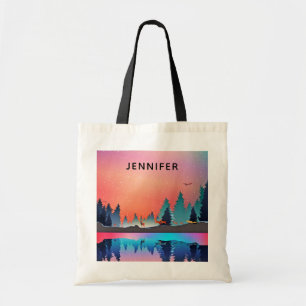 Tote Bag Lac d'hiver pittoresque avec Cerf