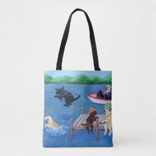 Tote Bag Lac Fun Labradors Peinture Fourre-tout