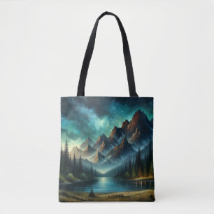 Tote Bag Lac Mountain/cabine sous les étoiles
