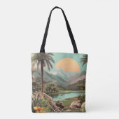 Tote Bag Lac Tropical Surreal Avec Palmiers (Dos)