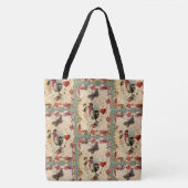 TOTE BAG LACE ANTIQUE VALENTINE, CUPIDE, AMOUREUX ET BOUTTE (Devant)