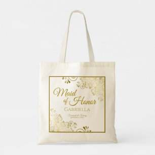 Tote Bag Lacy Gold Frills Élégante femme de Mariage d'honne