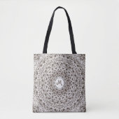 Tote Bag Lacy Lace White Design sur le Brown (Devant)