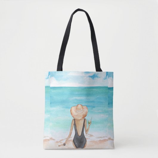 Tote Bag ladie sur la plage (Devant)