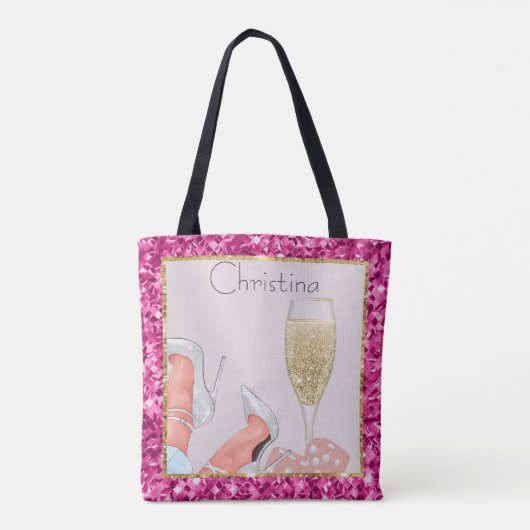 Tote Bag Lady Gambler Parties scintillant rose Dice & Diamo (Dos)