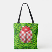 Tote Bag Ladybug dans l'herbe en vichy vérifier mignon (Dos)
