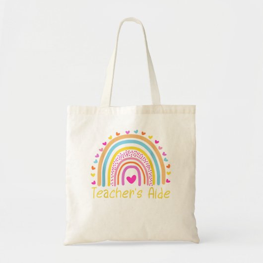 Tote Bag L'aide de l'enseignant en arc-en-ciel (Devant)