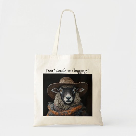 Tote Bag Laine de mouton à visage noir Casquette & Écharpe (Devant)