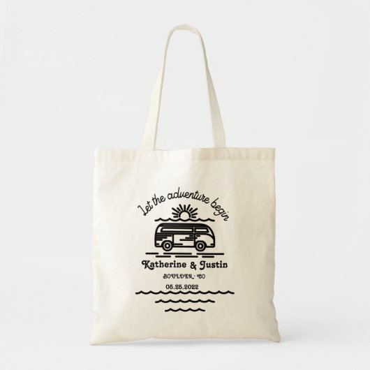 Tote Bag Laisser l'aventure commencer le monogramme mariage (Devant)
